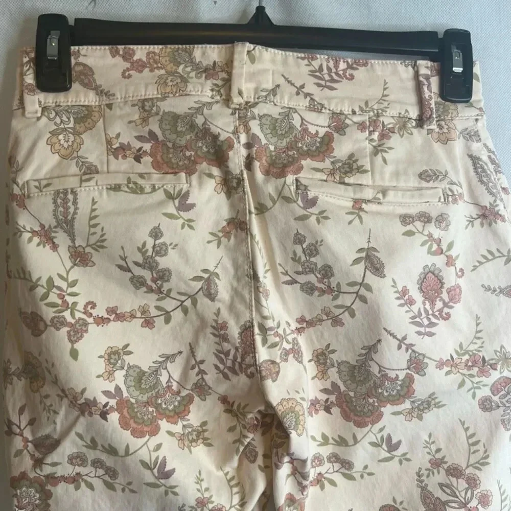 LOFT Blush Pink Floral Slim Ankle Cotton Jeans Women's Size 2‎ - Picture 4 of 7